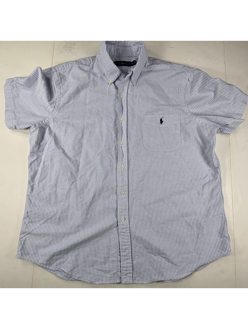 Polo Ralph Lauren Polo Shirt Mens XL Seersucker Button Down Short Sleeve